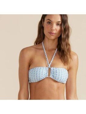 Minkpink Zephyr Blue Multi Bandeau Halter Bikini Top Size Medium NWT